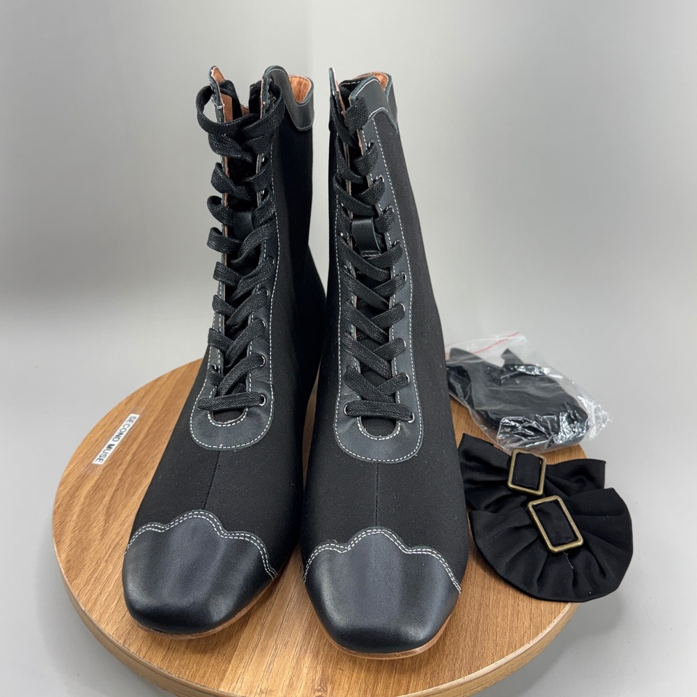 American Duchess Balmorals Victorian Lace Up Boots Size 9 Black Edwardian - Picture 12 of 12